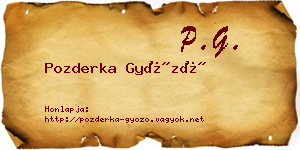 Pozderka Győző névjegykártya